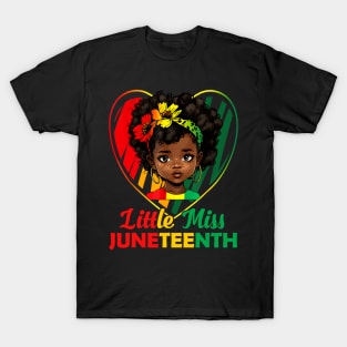 Little Miss Juneteenth Shirt Girl Toddler Black History Kids T-Shirt